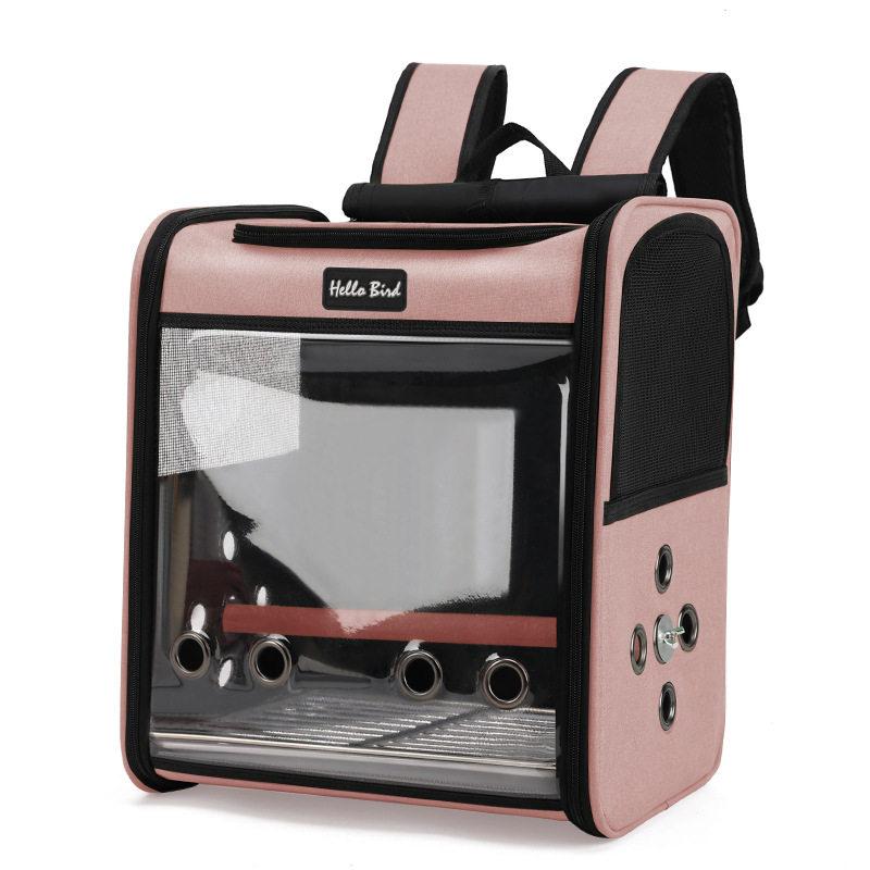 Transparent Visible Parrot Backpack Carrier with Perch Portable Handheld Double Shoulder Travel Bag for Small Birds Pet Parrot