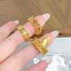 Medieval Vintage Magpie Hollow Flower Brushed Opening Ring Wheat Ear High-End National Style Accessories Women