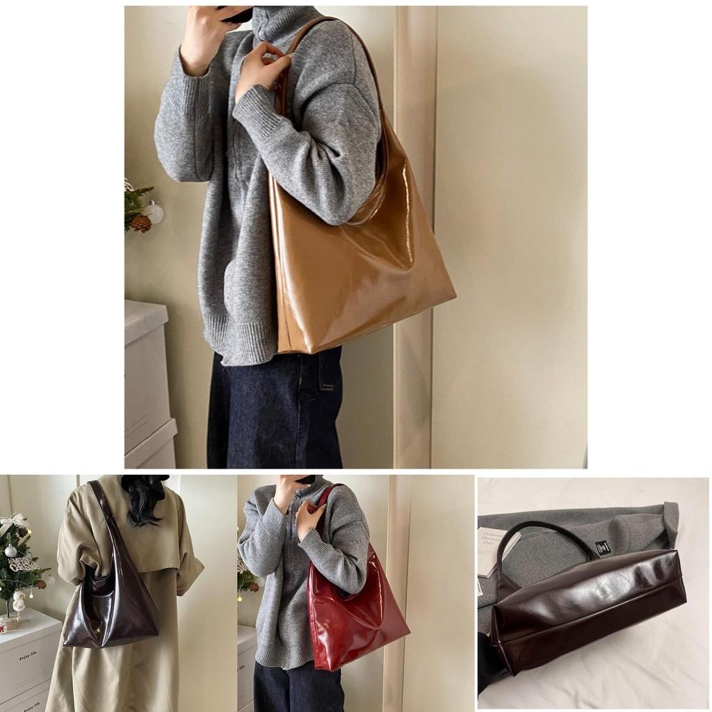 Modische Eimtasche mit großer Kapazität für Damen Stilvolle einfarbige Tragetasche