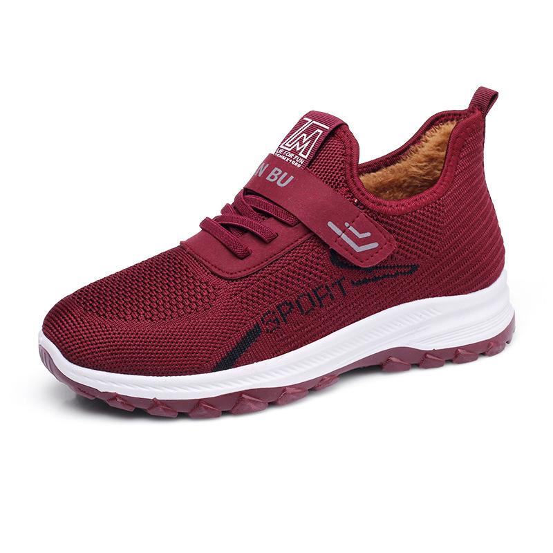 Cotton shoes women's winter velvet thickened medium walking shoes comfortable soft sole warm casual grandma cotton boots