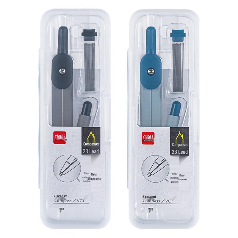 Genuine Deli VC1 Compass Set with 0.5MM Mechanical Pencil & 2B Exam Drawing