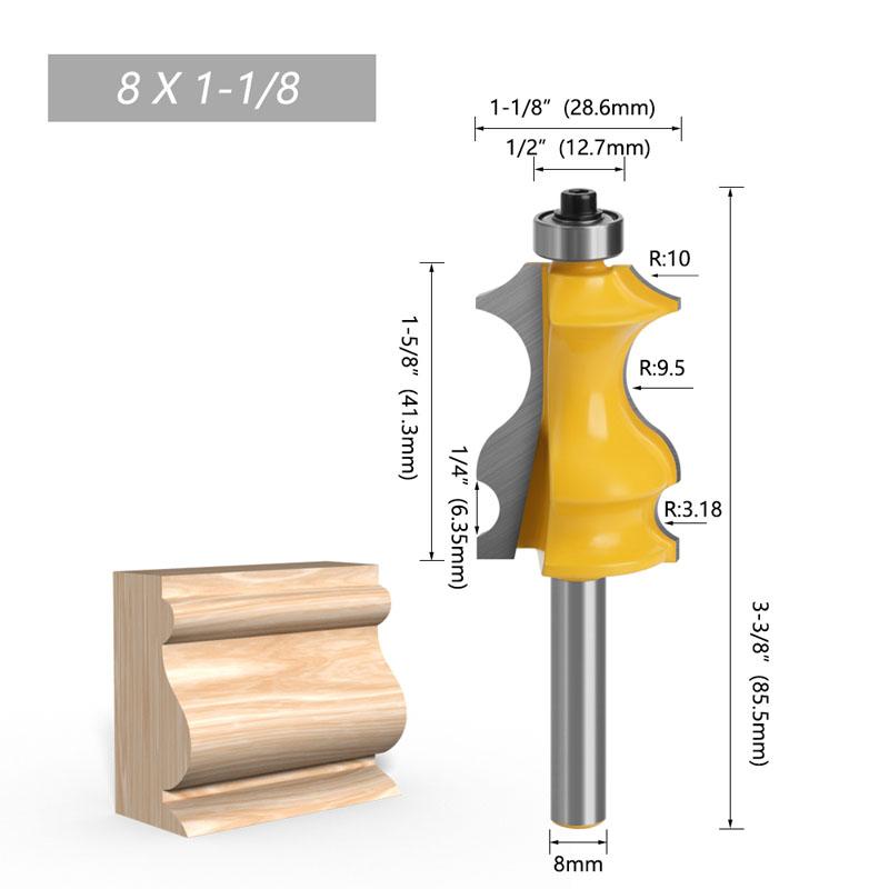 1ks 8mm stopka Architectural lisování Zábradlí Router Pouzdro bitu Základna CNC Line Dřevoobráběcí frézy Čelní fréza