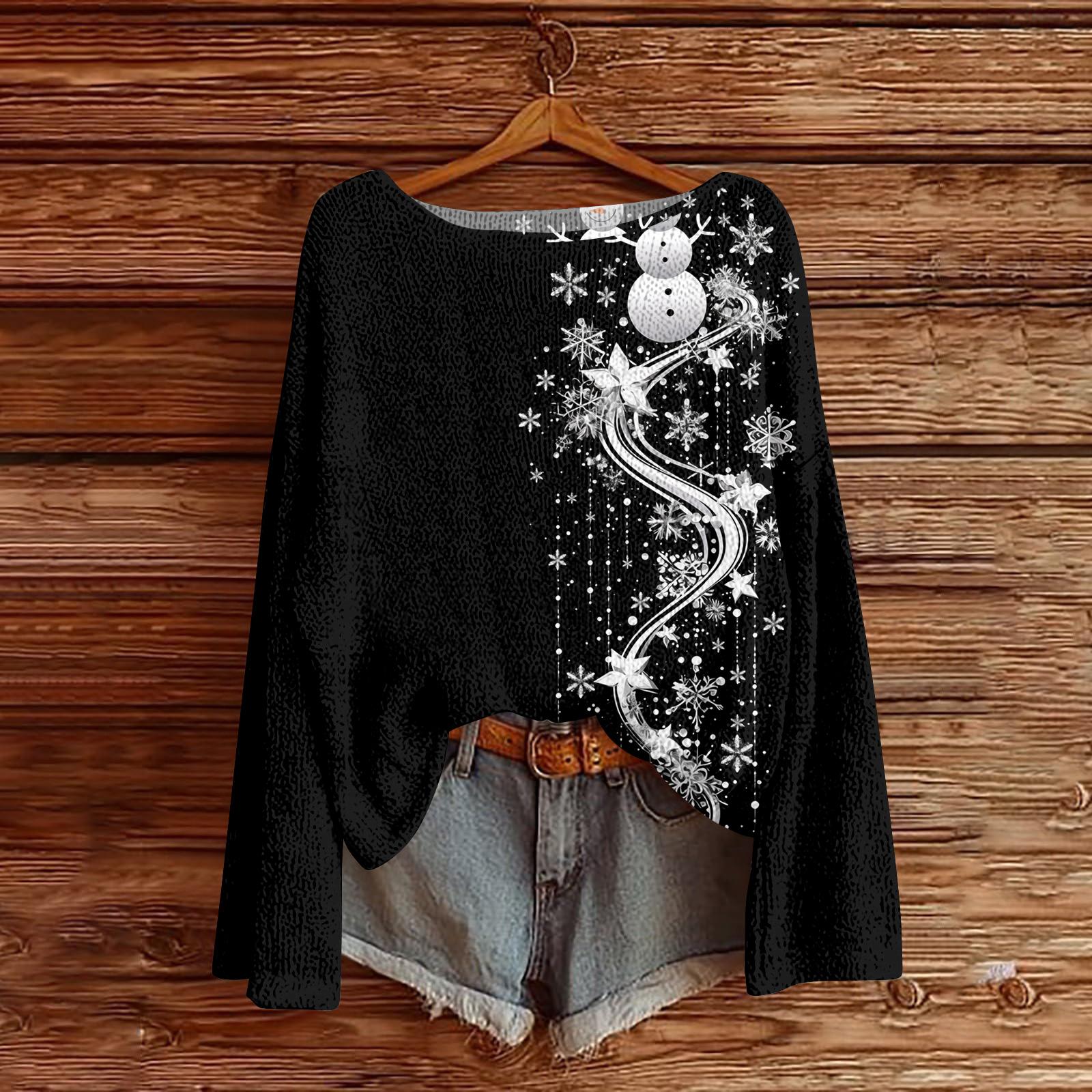 

Женские осенние свитера с длинным рукавом, топы с принтом, пуловеры, свободная нарядная повседневная базовая одежда L чёрный