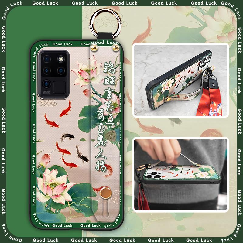 Fashion Lanyard Phone Case For Oukitel C21 Wristband Kickstand Elderly Lady Waterproof For Mom Anti-knock Shockproof
