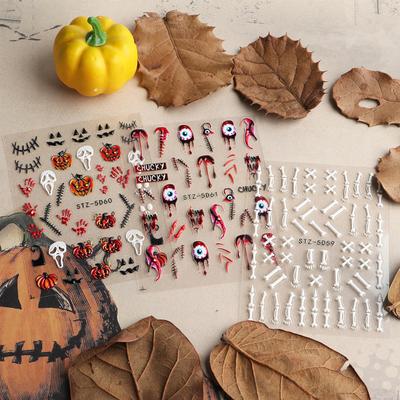 Fingernägel Aufkleber Abnehmbare Verbessern Atmosphäre PVC Gute Halloween Stil DIY Nail art Aufkleber Ornament Liefert