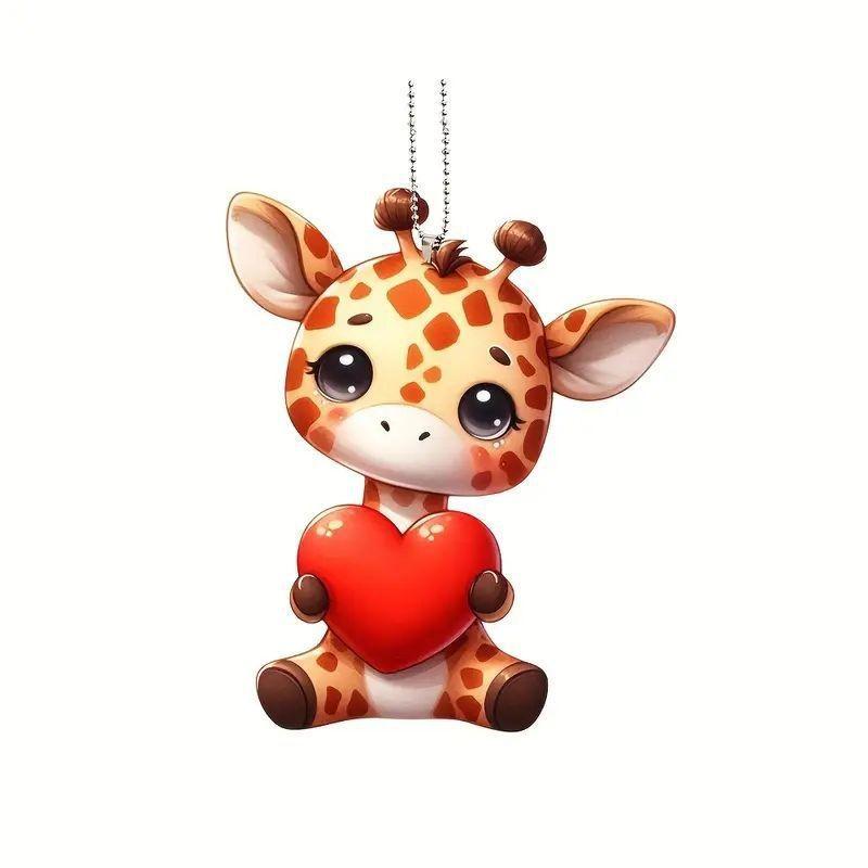 

Playful Heartembellished Acrylic Deer Car Pendant For Fun And Vibrant Decor Auto