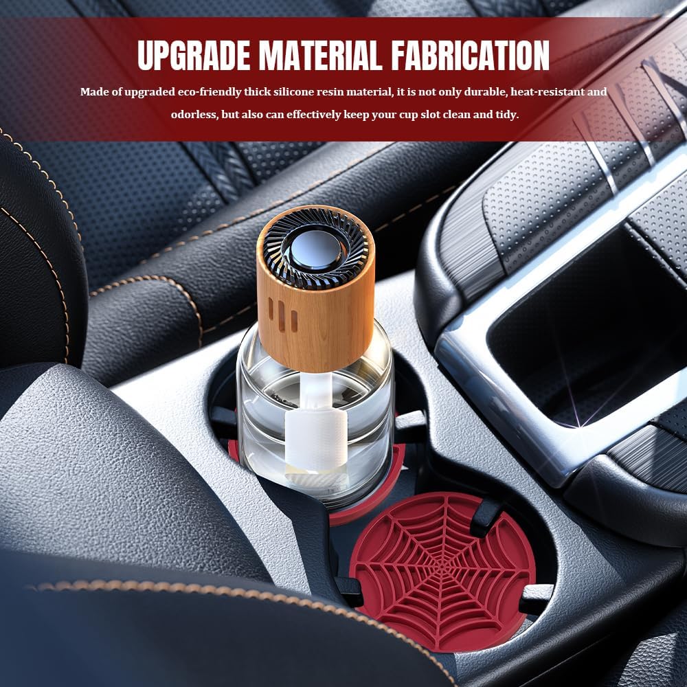 4PCS Car Cup Holder Coaster, Car Cup Insert, 2.75 inch Silicone Anti Slip Spider Web Auto Coaster, Automotive Interior Accessories Car Drink Coasters