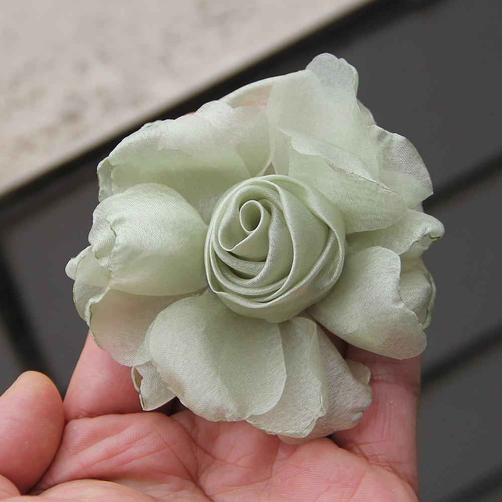 5Pcs 8cm Silk Roses Flower Head DIY Burnt Fabric Hair Flowers Women Hair Accessories