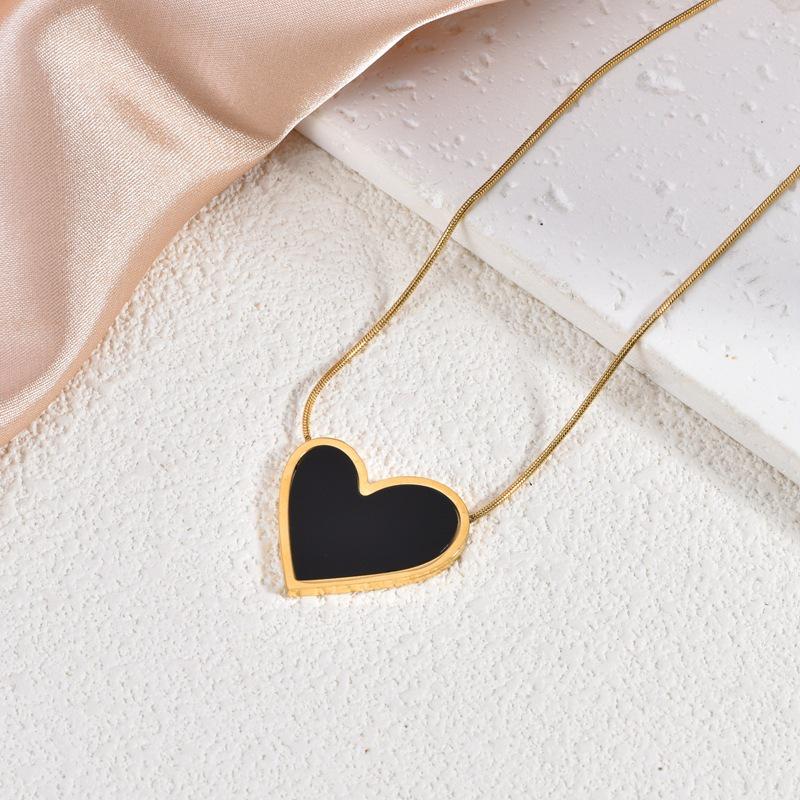 18K Gold-Plated Heart Necklace for Women - Versatile Sweater Chain, Titanium Steel Jewelry