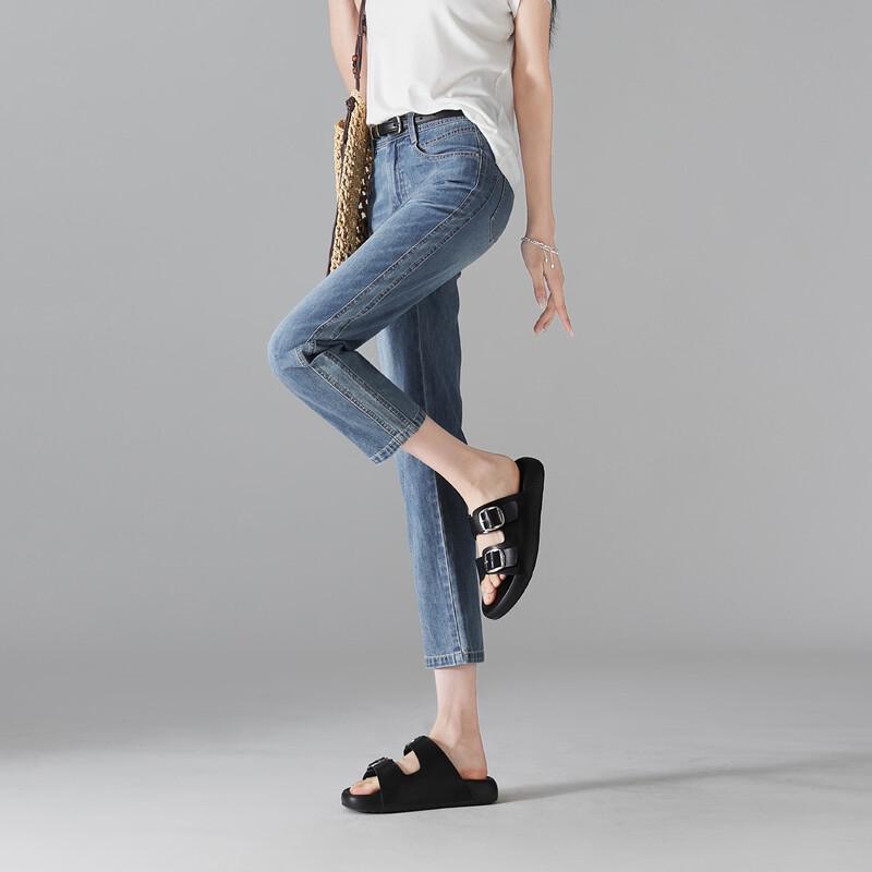 SOFSIL 2026 Summer Retro High-Waist Skinny Cropped Jeans