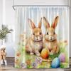 Shower Curtain, Easter Bunny Egg Waterproof Polyester Bathroom Curtain With Hooks, Spring Rabbit Dog Holiday Decor Bath Curtain