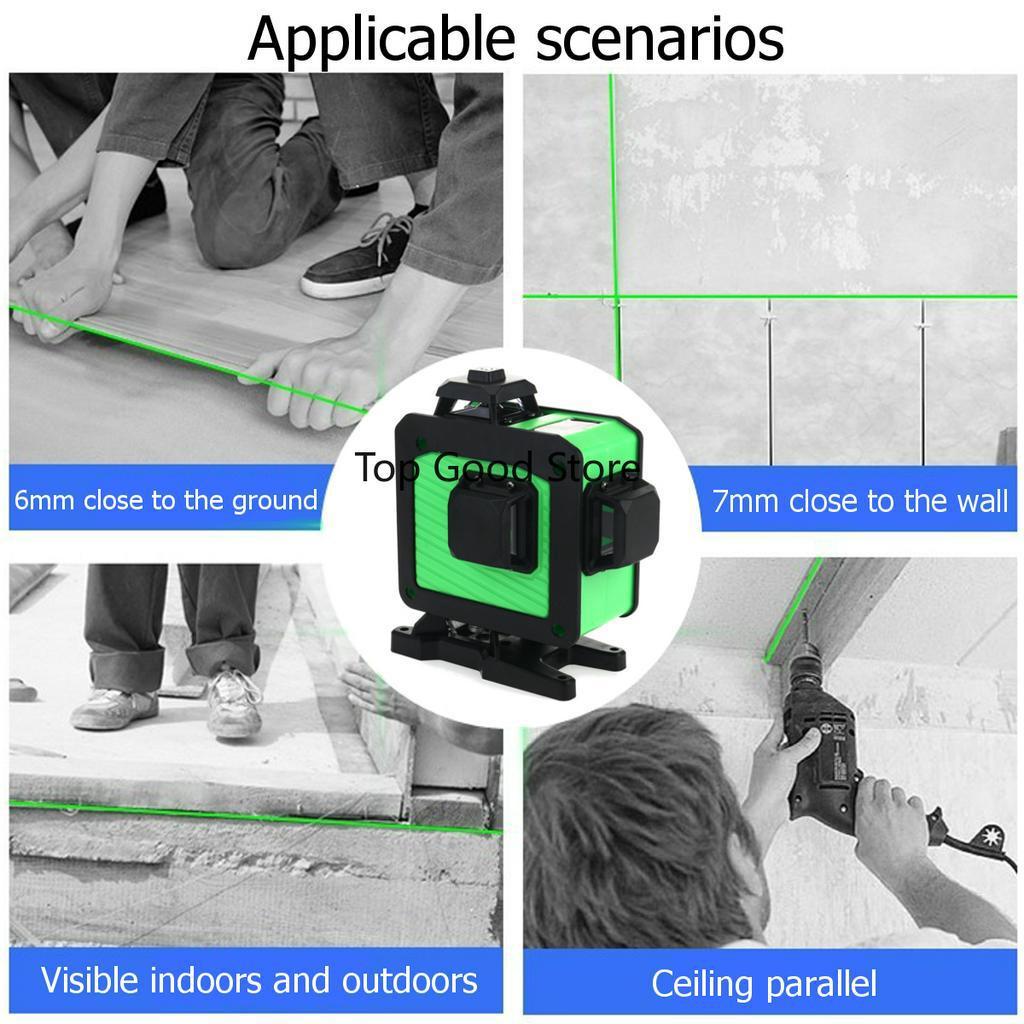 3D 12 Lines Laser Level Self-Leveling 360 Horizontal And Vertical Cross Super Powerful Green Laser Beam Line Measurement Tools