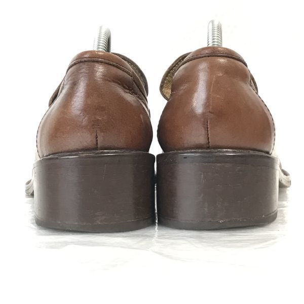 90s Italian BARNEYS NEW YORK Leather Coin Loafers Brown 36 23.0-23.5 Business Shoes