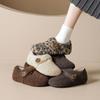 Weiwei Girl Women's Plush Furry Leopard Print Warm Cotton Shoes with Height Increase - Autumn & Winter.