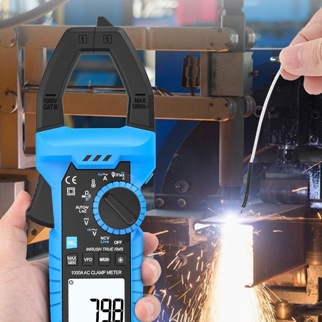 Digital Clamp Meter Multimeter High Reliability 1000A Backlight LCD Display Ergonomic Design AC Clamp Meter for Communication