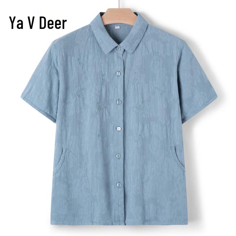 Elderly Women s Summer Short Sleeve Cardigan Shirt L