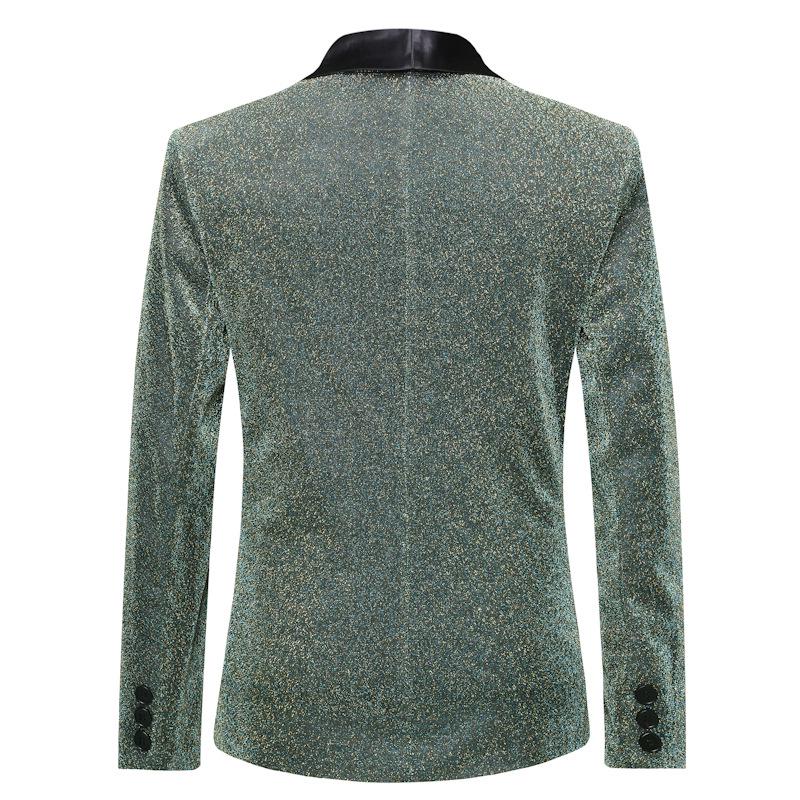 Men's Gold Silk European Size Autumn Suit for Nightclub and Stage Performance