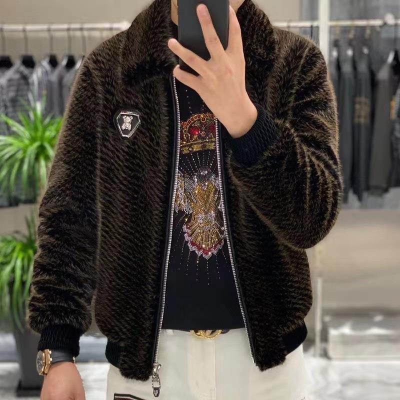 Winter North American Golden Sable Fur Coat Men's Zipper Winter New Original Ecological Warm Fashion Men's Wear