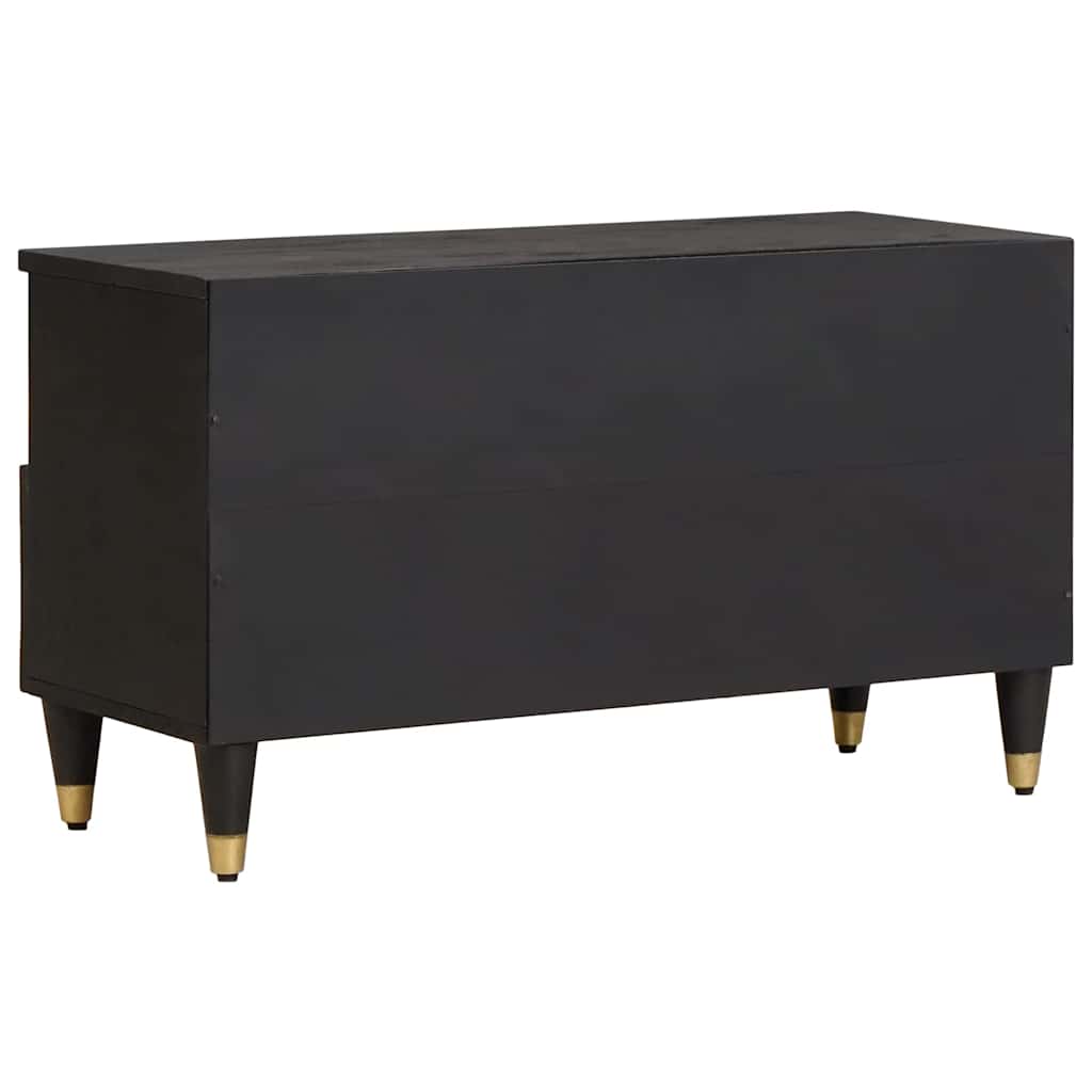 TV Stand with Shelf Black 80 X 33 X 46 Cm Solid Mango Wood