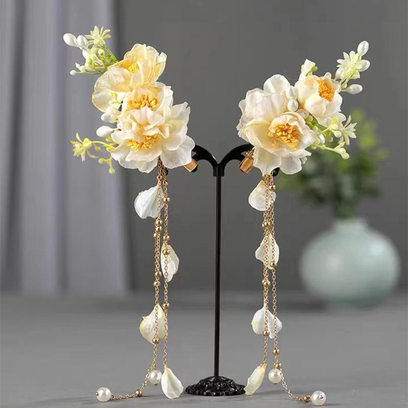 Flower Hair Clips Forks Chinese Hanfu Hair Accessories for Women Hairpin Fork Handmade Vintage Wedding Hair Jewelry Retro Crowns for Girl and Women