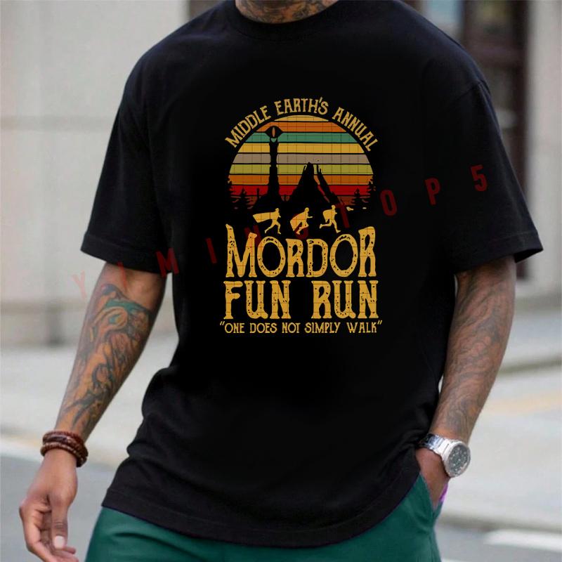 Mordor Fun Run Print Cotton Men's Moto T-shirt Casual Summer Comfortable Short Sleeve Tops