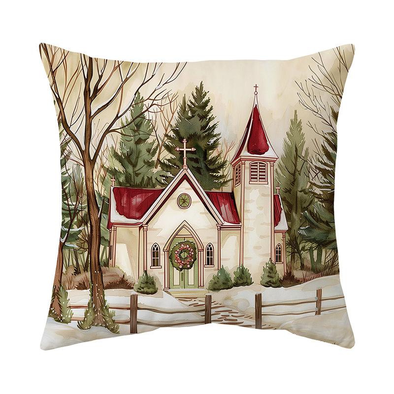 Christmas Pillow Cover Red Pillow Cover Sofa Cushion Cover Linen Printed Pillow Cover Premium Durable Quality Useful