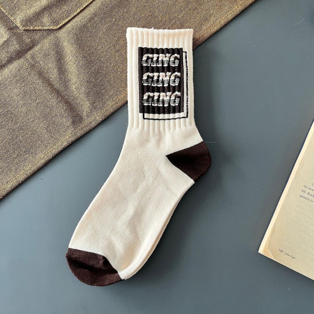 Retro American Men's Mid-rise Socks Women's Ins-style Casual Sports Basketball Socks