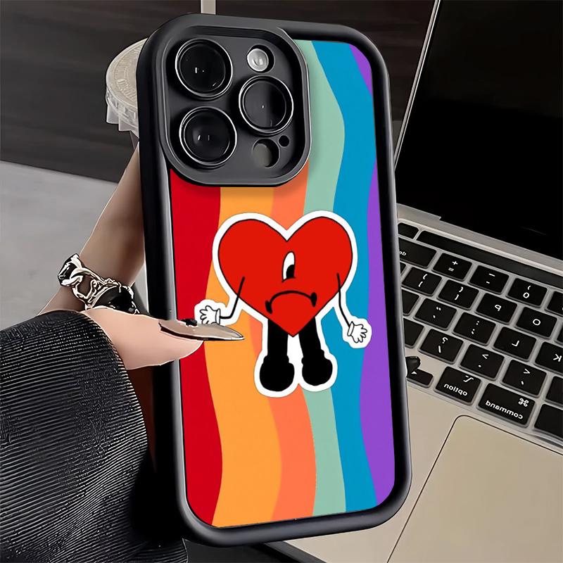 Phone Case for iPhone 17 Air 16E 15 16 Pro Max Bad Bunny Heart Cover 14 Plus 13 12 Mini Soft Shell Silicone Fundas