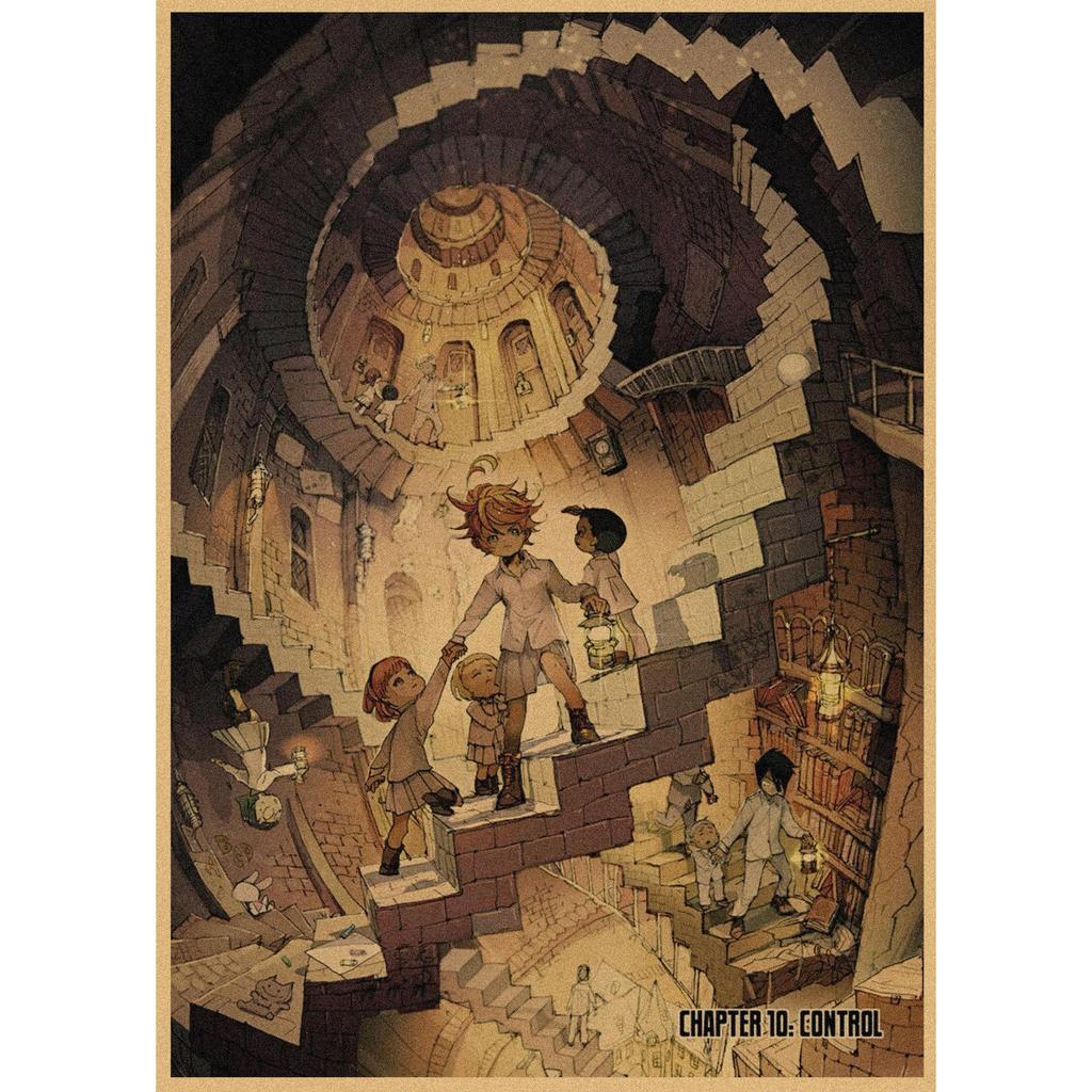 The Promised Neverland Anime Retro Kraft Paper Poster - Decorative Wall Art