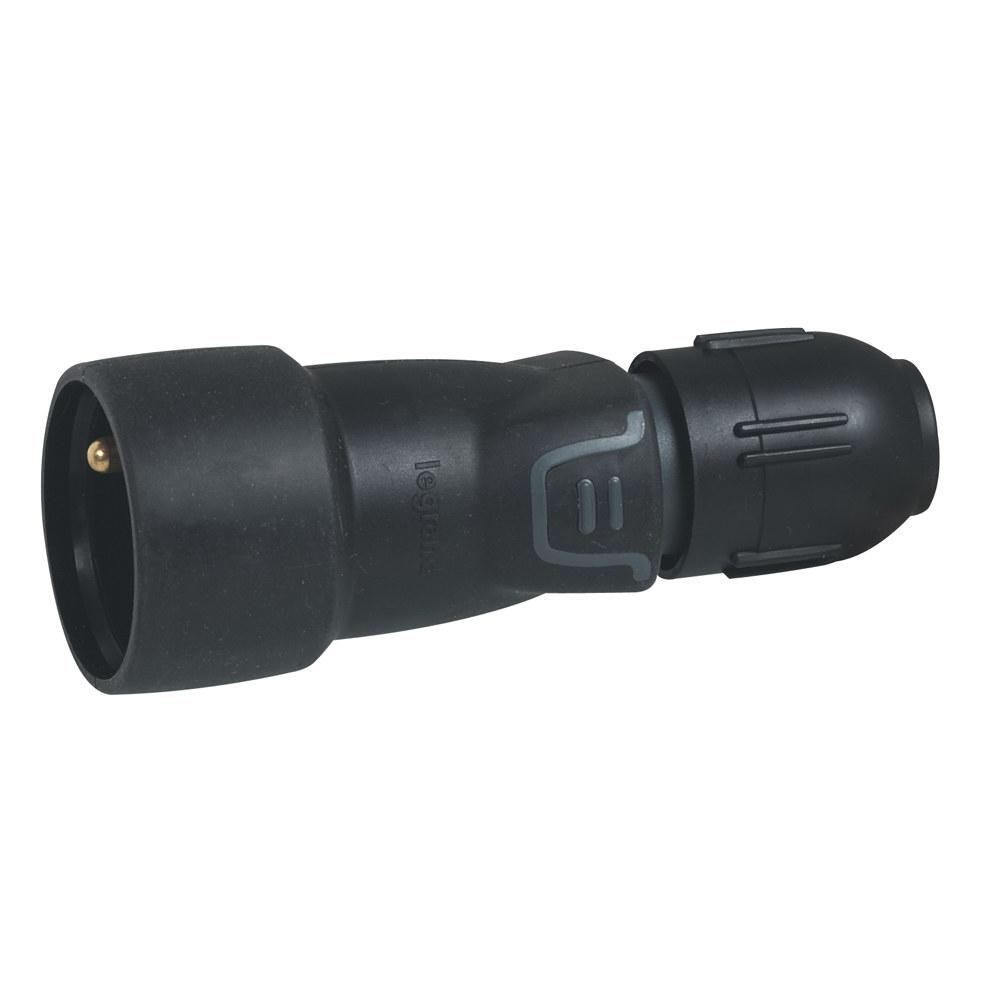 Portable Socket 2P+Z 16A IP44 Black Rubber+gland