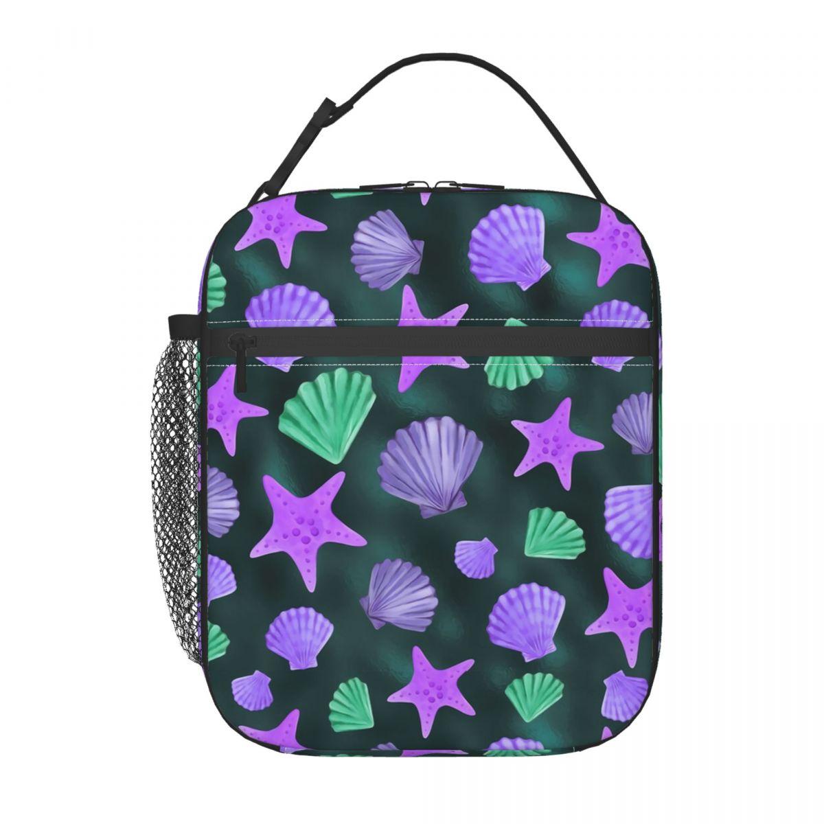 

Ocean Purple Shell Pattern Insulated Lunch Bag for Kids School Cooler Thermal Food Box Tote Leakproof Lunch Boxes Container One Size