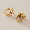 Elegant Colored Glass Open Ring for Women Stainless Steel Waterproof Non-Tarnish Jewelry for Prom Banquet Anniversary Gifts