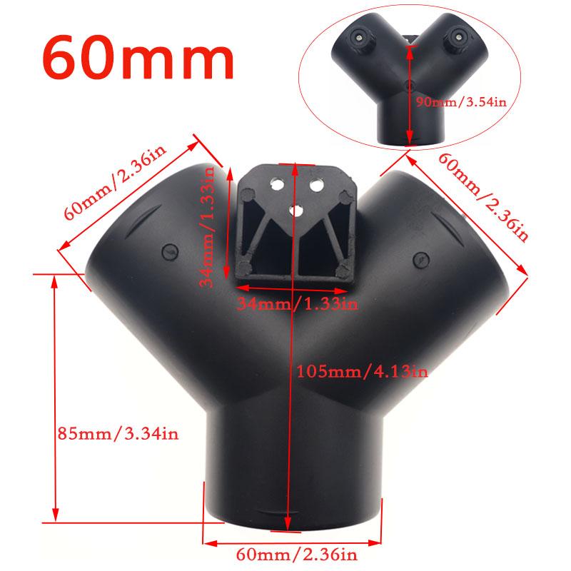 60mm/75mm Y Branch T Piece Air Vent Ducting Outlet Connector For Webasto Air Diesel Parking Heater Exhaust w/Regulating Valve