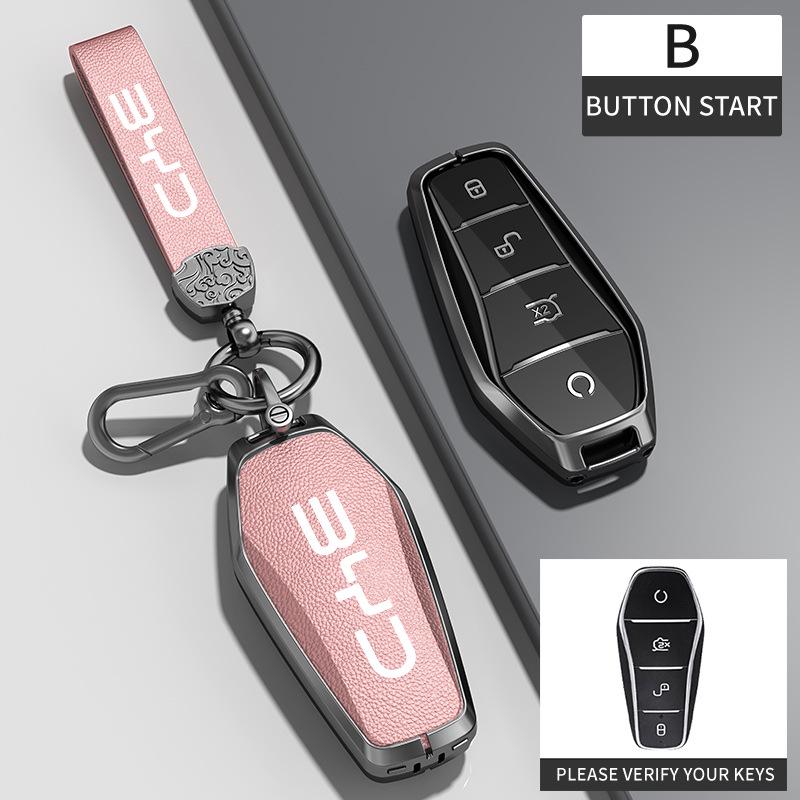 BYD Han Key Cover - Compatible with BYD Qin Pro, Song Max New Energy, Tang, and Song Plus Cars, Features Metal Shell and Bag Buckle.