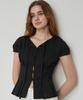 ITOV SEOUL Double Tuck Ribbon Cotton Blouse Black