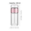 250Ml Tea Water Separation Glass Infuser Bottle Insulated Non Leaking for Home Travel Portable Tea Maker with Stainless Steel