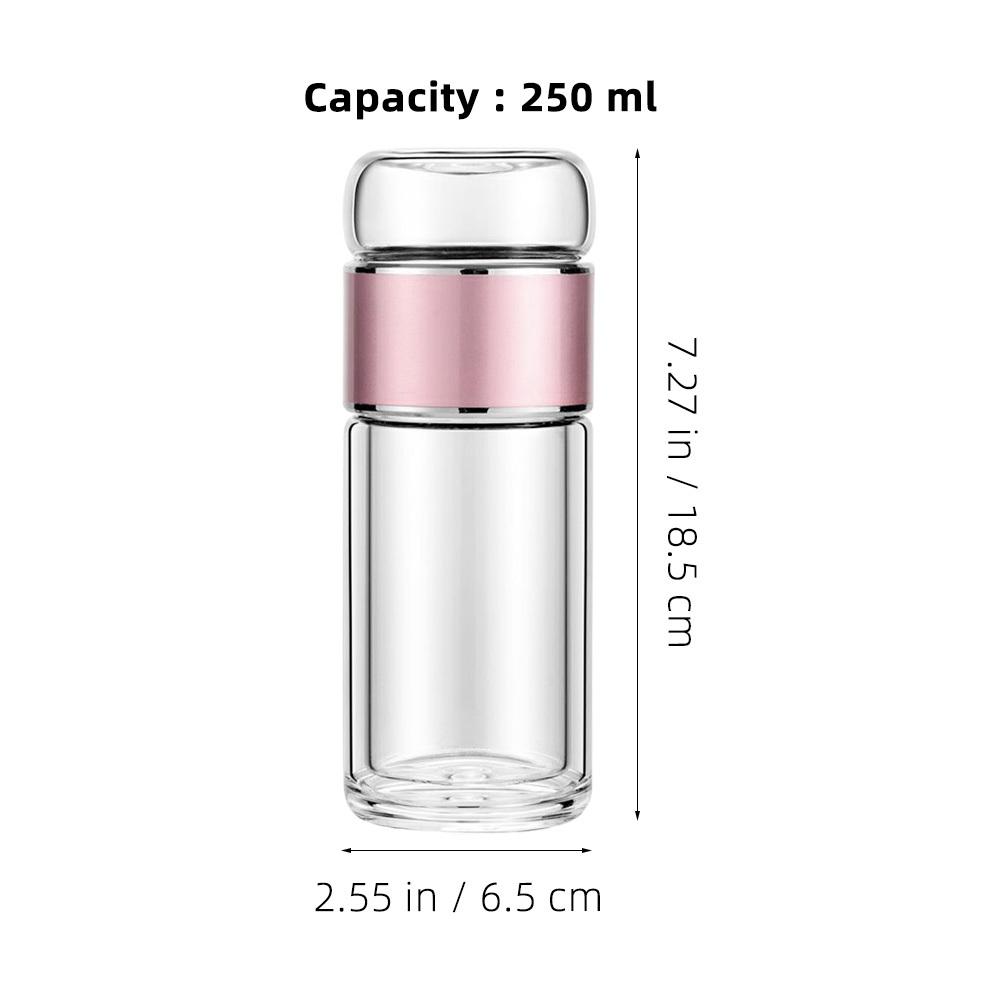 250Ml Tea Water Separation Glass Infuser Bottle Insulated Non Leaking for Home Travel Portable Tea Maker with Stainless Steel