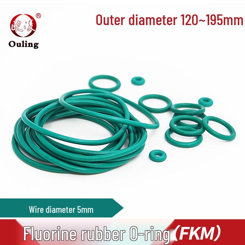 Green FKM O-ring, Outer Diameters: 120-195mm (5mm thickness) 120*5mm (1 piece) Green FKM O-ring