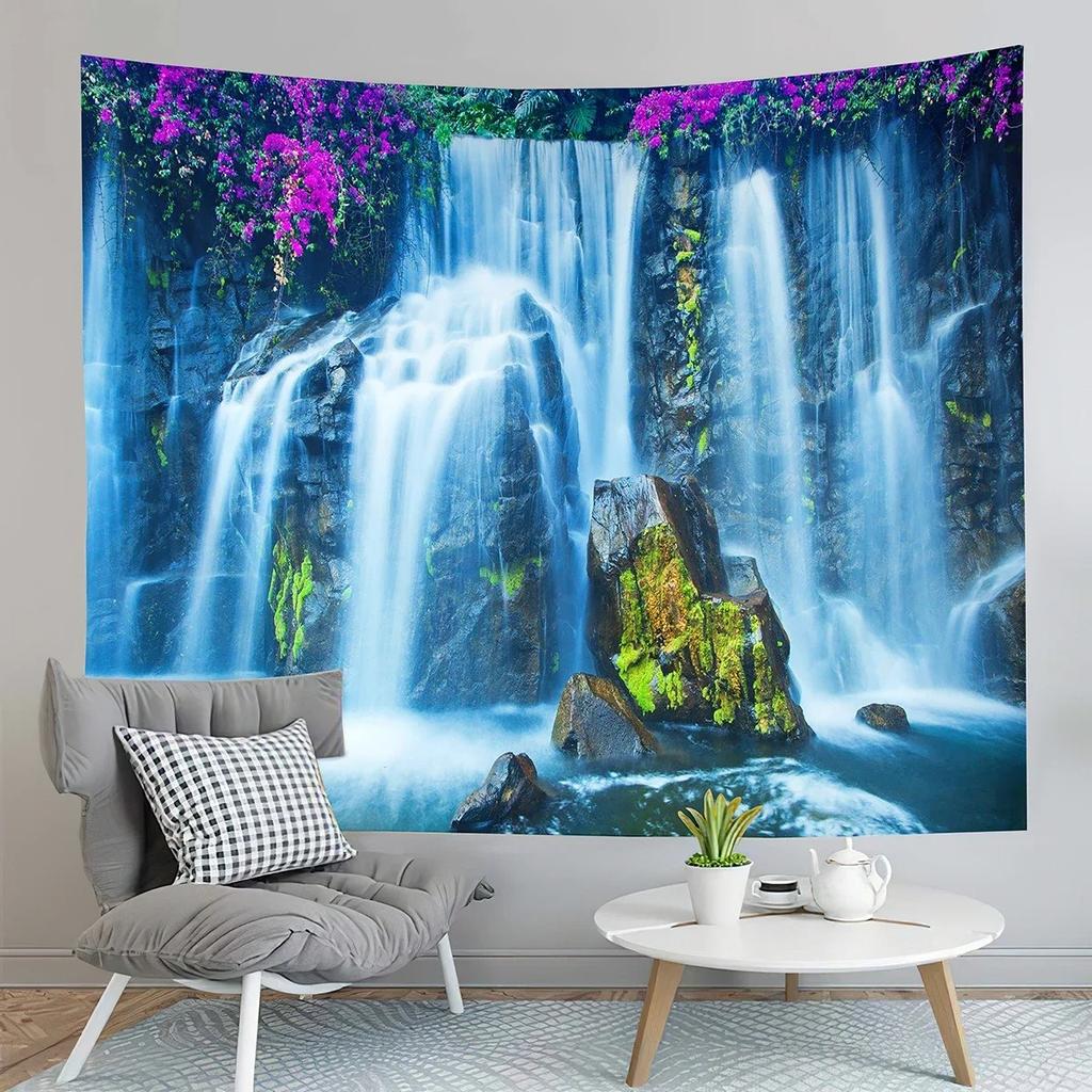Tropical Forest Waterfall Tapestry Office Living Room Decoration Home Wall Tapestry