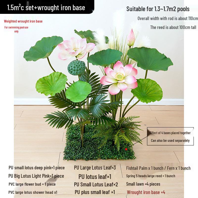 Artificial Lotus Leaf Pond Scenery Props with Stem for Stage and Landscape Photography