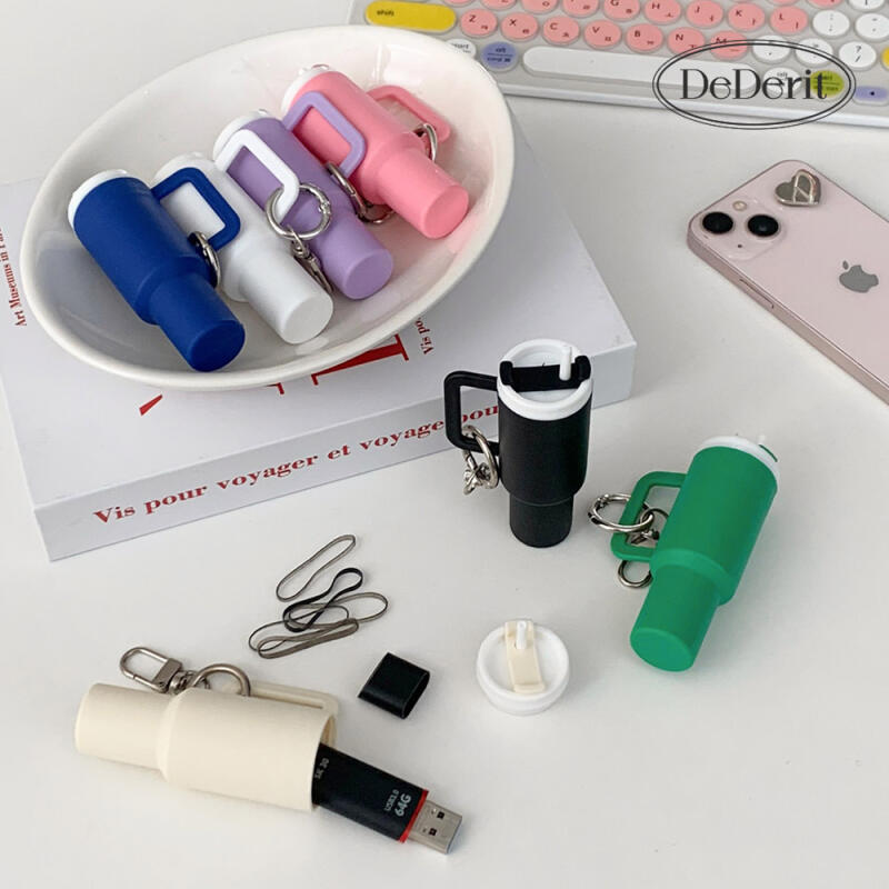 Mini Tumbler Keychain Lipstick Lip Balm Case Storage Keyring