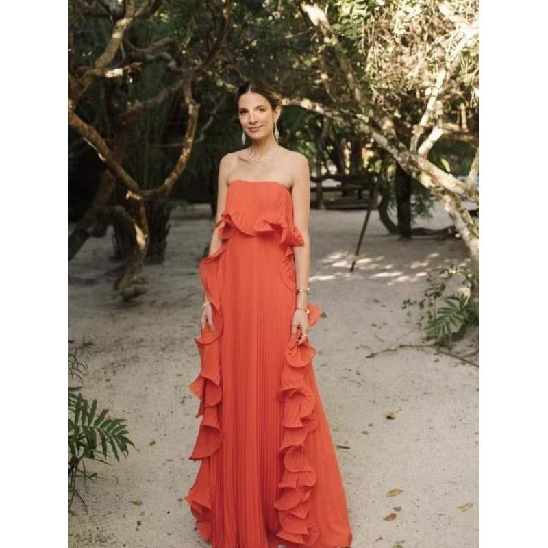 Women's Summer New Pleated Chest-wrapped Swinging Dress