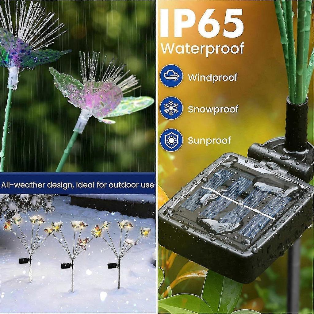 2 Pack Solar Lights Outdoor Garden, Colorful Butterfly Solar Swaying Lights, Outdoor Garden Light Waterproof for Pathway, Yard, Patio Decoration