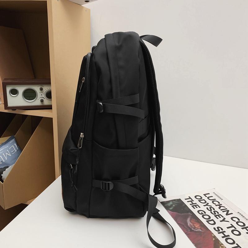 Male Solid Color Backpack Female Large Capacity Student Schoolbag