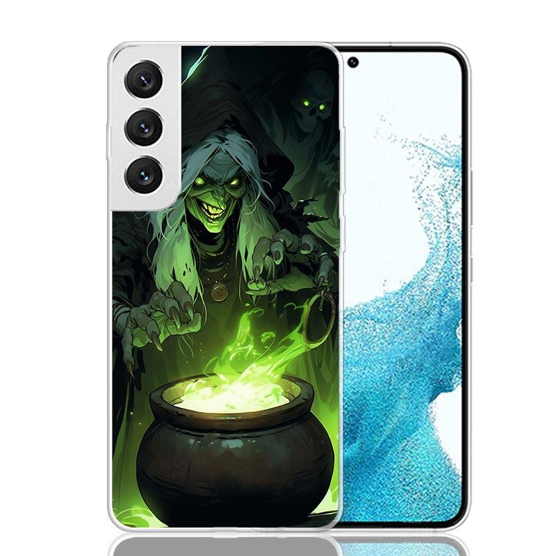 Halloween Moon Witch Horror Phone Case For Samsung Galaxy S26 Ultra S23 S24 S25 Edge S20 FE S21 S22 Plus Soft Print Shell Cover
