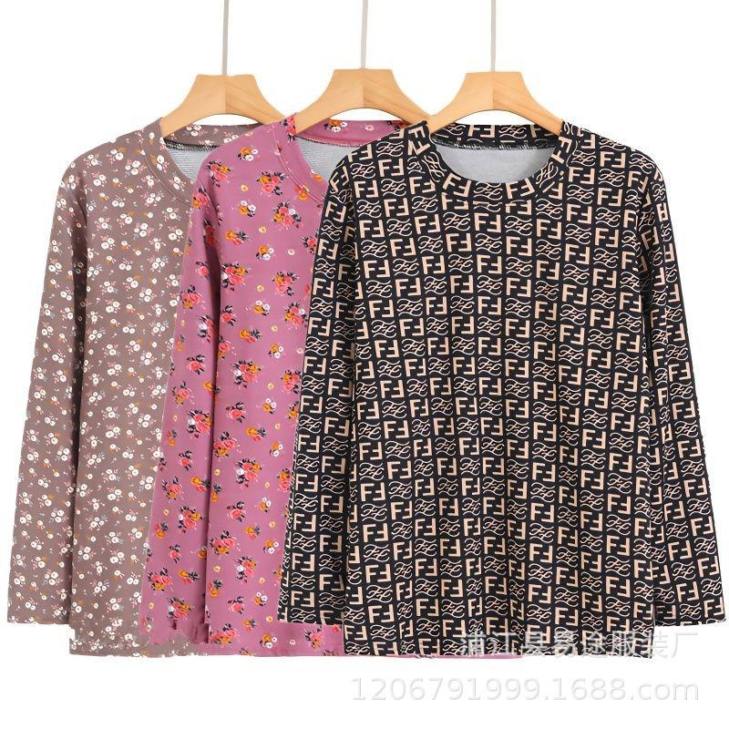 Autumn and winter middle-aged women's cotton sweater skin-friendly cotton grinding plush thermal underwear stall drive DNU ten yuan autumn clothes