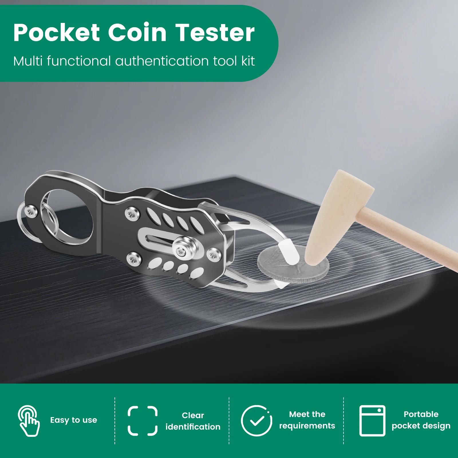 Pocket Pinger Tester Kit Portable Gold & Silver Change Ping Resonance Testing Tool for Coin Resonance Test and Size Comparison