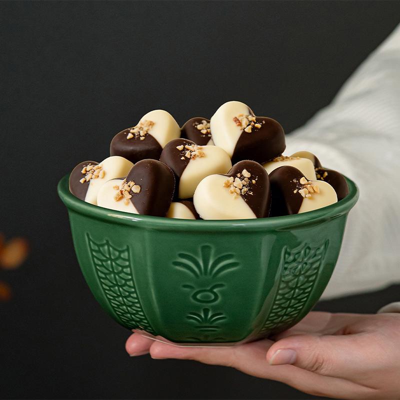 6‑Inch Mid‑Eastern Style Ceramic Bowl Embossed Tulip Glazed Exquisite Chocolate Bowl Arabic Snacks Candy Dish for Home Party