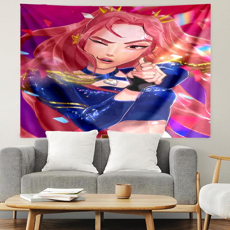 KPop İblis Avcıları Baskılı Duvar Halısı, Hafif Duvar Askısı, Yatak Odası, Yurt Odası, Oturma Odası, Ev Sanat Dekorasyonu için - Arkadaşlar için Doğum Günü Noel Hediyesi