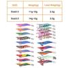 20Pcs/lot Squid Lure Shrimp Jigs Wood Lure Luminous Octopus Lures 3D Eyes Cuttlefish Artificial Bait Jigging Fishing Lure